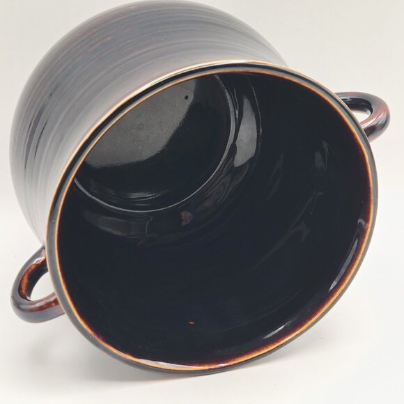 Red Wing Pottery USA Vintage 1960s Dark Brown Bean Pot Two Handle Crock 5.5" H - Picture 4 of 9